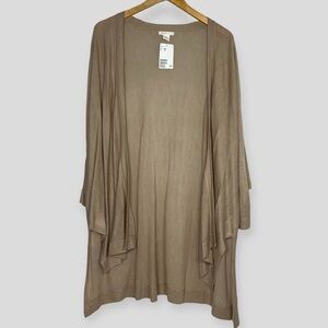 H&M Basic Open Front Cardigan Women's XS/S Tan Fine Knit Neutral High Low Long